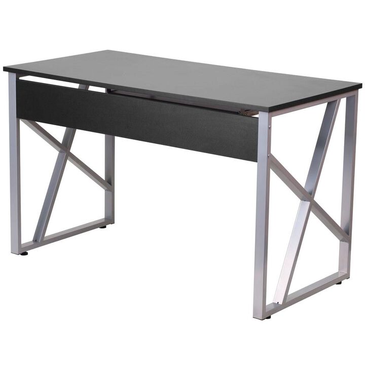 QuikFurn Contemporary Black Laminate Office Computer Desk with Keyboard Tray