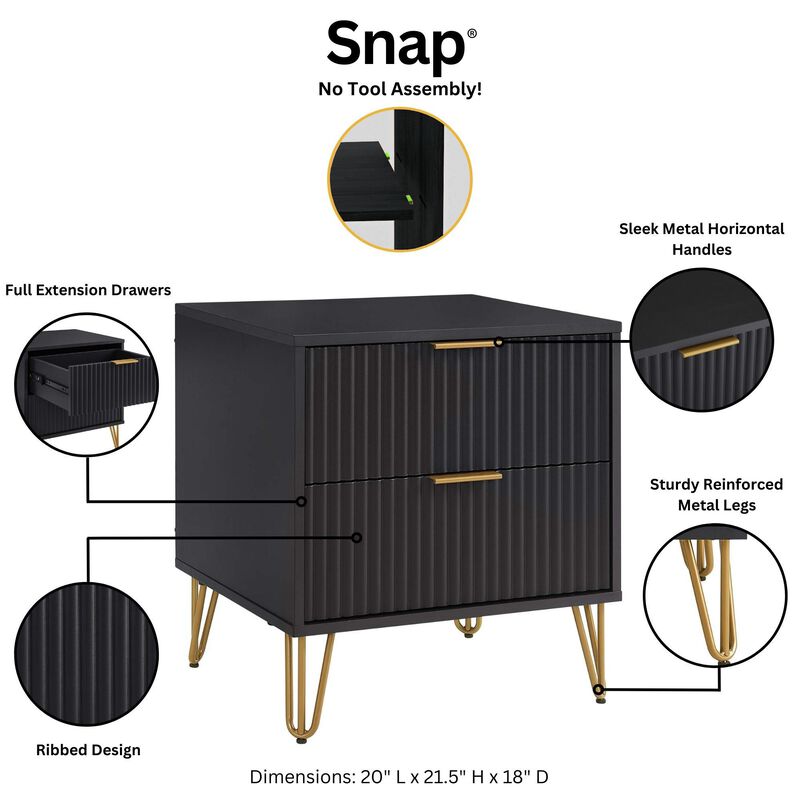 Dumbo Dresser and 2-Drawer Nightstand Set in Black image number 7