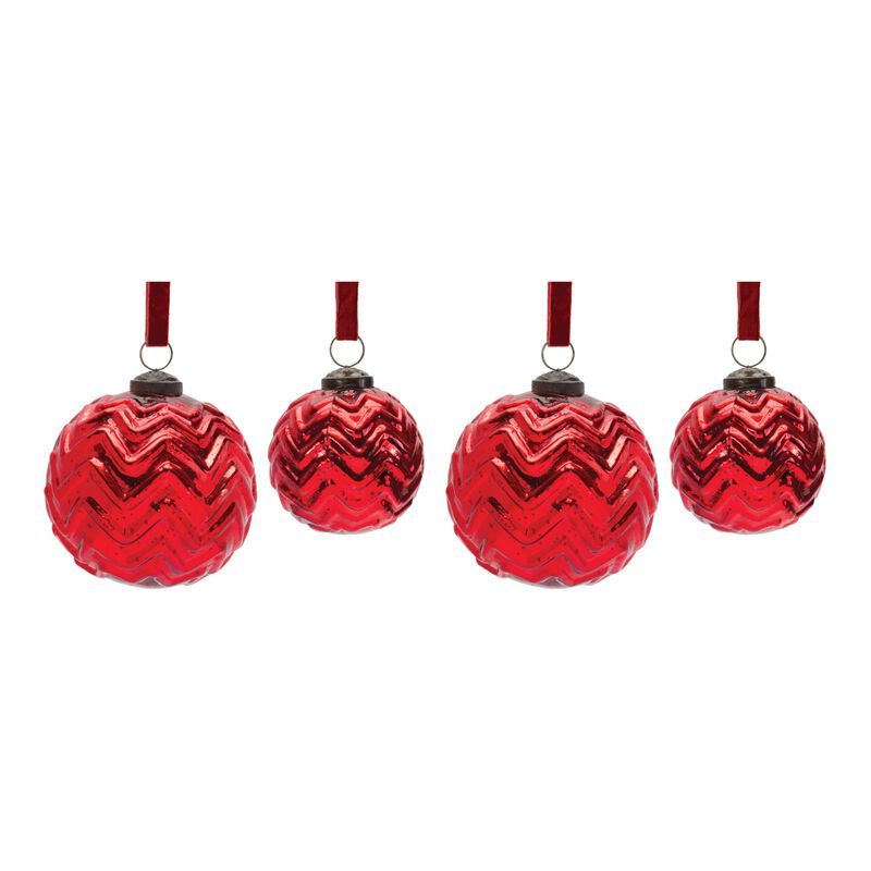 Mercury Zig Zag Glass Ball Ornament (Set of 4)