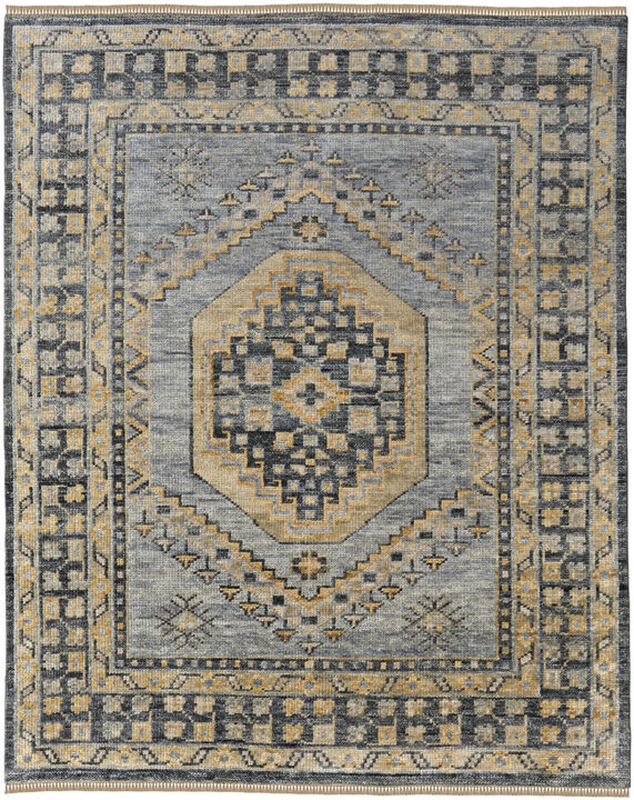 HomeRoots Wool Oriental Hand Knotted Area Rug With Fringe