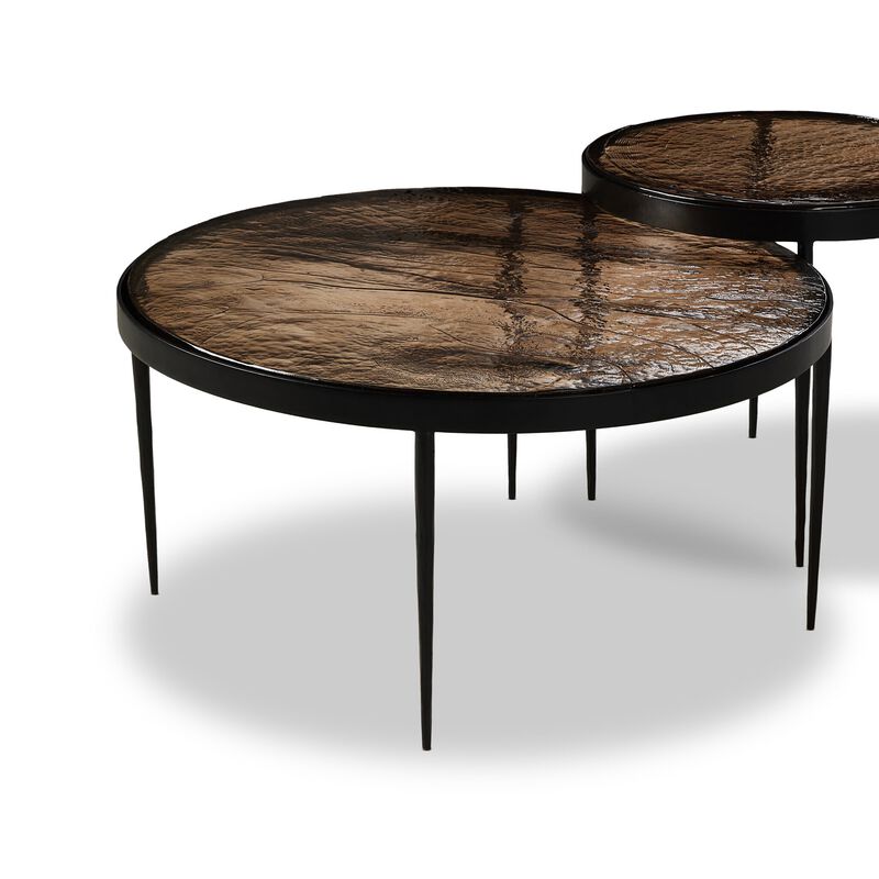 Yoko Smoked Brown Cast Glass Nesting Tables