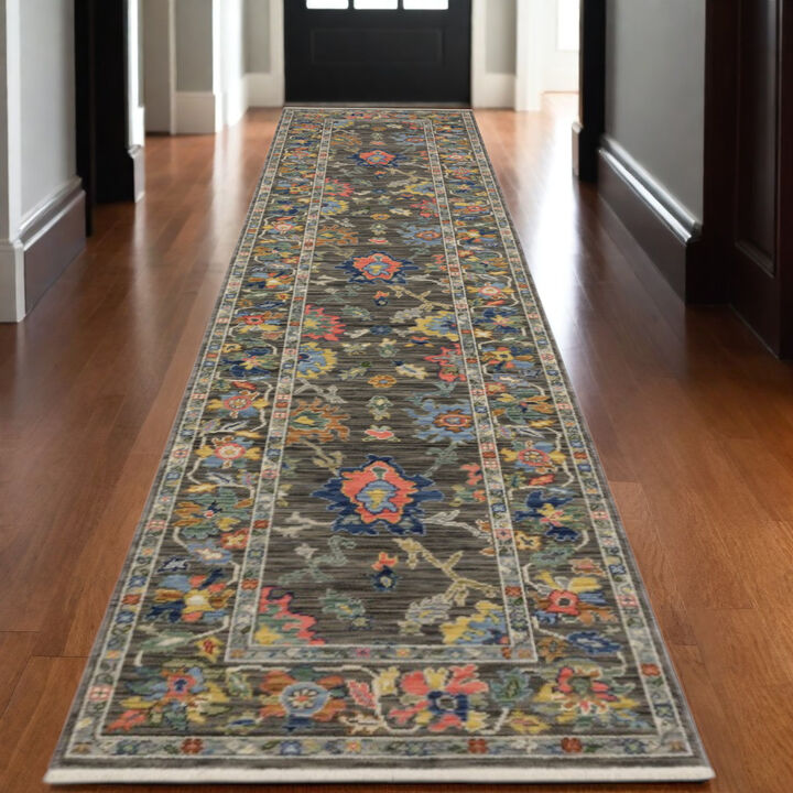HomeRoots Oriental Area Rug With Fringe