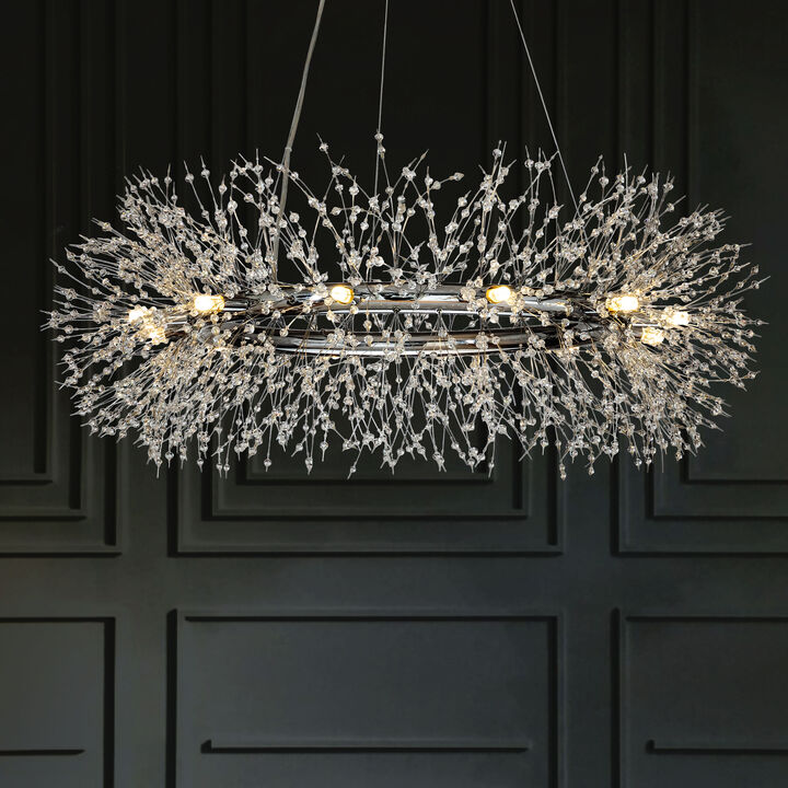 Modern Chandelier Crystal  Firework Round Pendant Ceiling Lighting For Dining Room