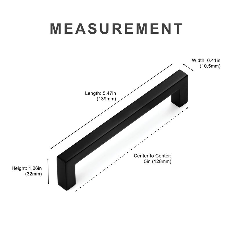 Hestia Hardware 10 Pack 5 Inch Modern Square Cabinet Handle image number 3