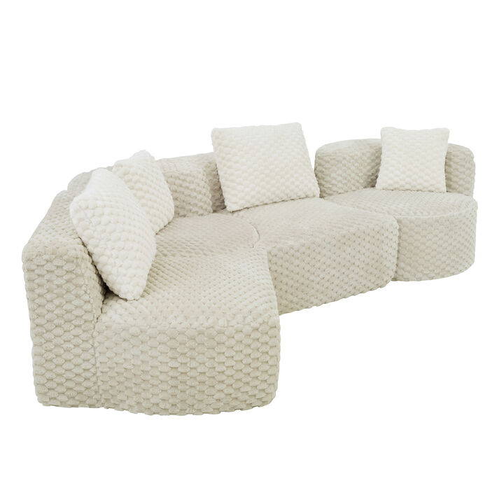 Merax Modular Sofa with Deep Seating & Bubble Velvet Upholstery &ndash; Freely Configurable Sections