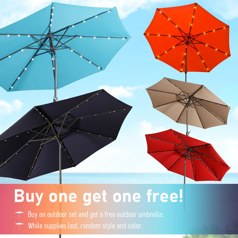 MONDAWE 5-Piece Square Steel Table And Steel Textiliene Dining Chair Set With 4 Pcs Swivel Chairs,Purchase Set Limited Time Get A Free Parasol(Random Styles&Colors)