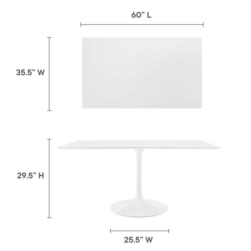 Modway - Lippa 60" Rectangle Wood Dining Table White