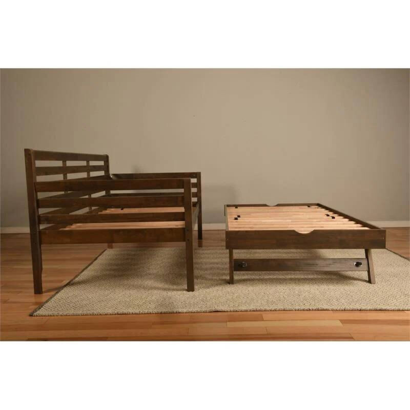 Solid Wood Daybed Frame with Pop-Up Trundle Bed for Space-Saving Guest Rooms