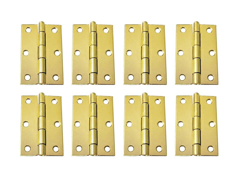 QCAA Narrow Butt Utility Hinge, Thicker, Swaged with Removable Loose Pin for Cabinet Door or Box Hinge, 3x2x1.6mm, Brass Pla