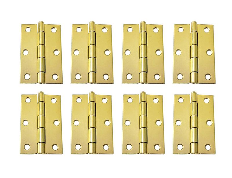 QCAA Narrow Butt Utility Hinge, Thicker, Swaged with Removable Loose Pin for Cabinet Door or Box Hinge, 3x2x1.6mm, Brass Pla