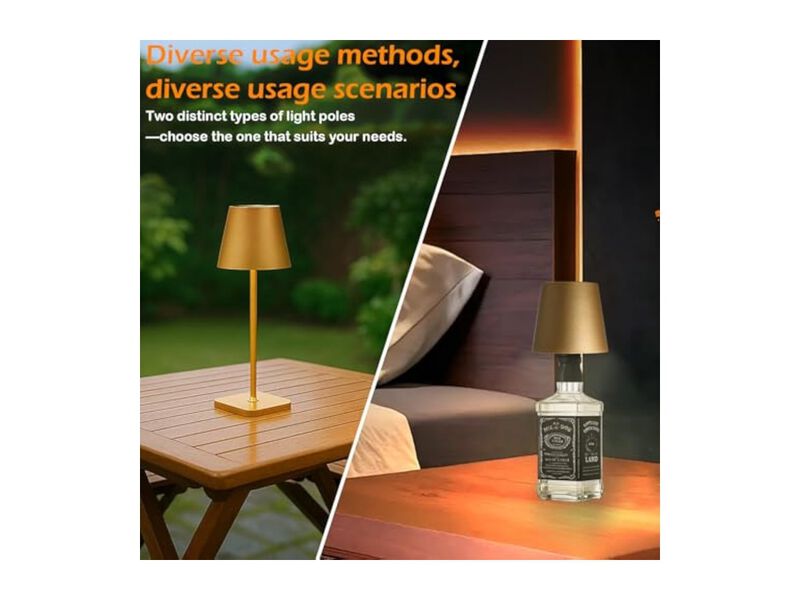 Rechargeable Cordless Touch Control 2 Pack Bottle Lamps For Camping 2000mAh image number 3