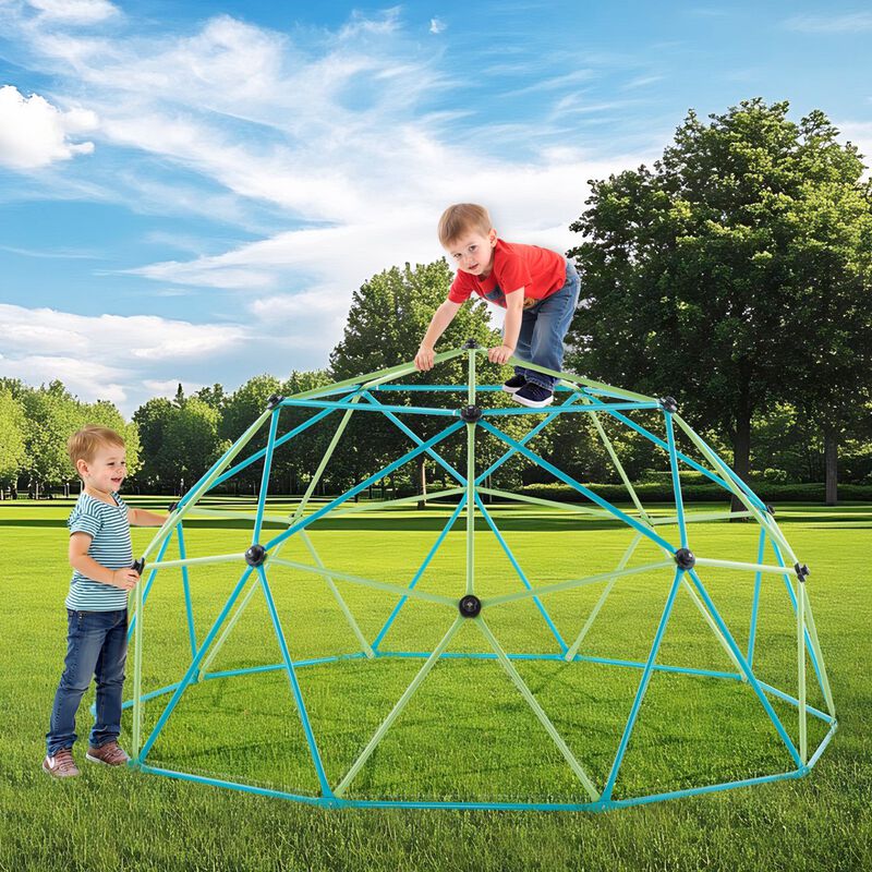 Geometric Climbing Dome with Swing Seat, Outdoor Playground Equipment for Kids Backyard-Multi Color image number 1