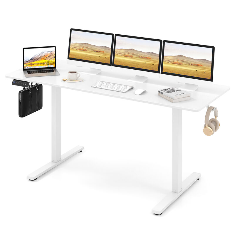 Electric Standing Work Desk with 3 Memory Heights, Cable Management, and Hanging Hooks
