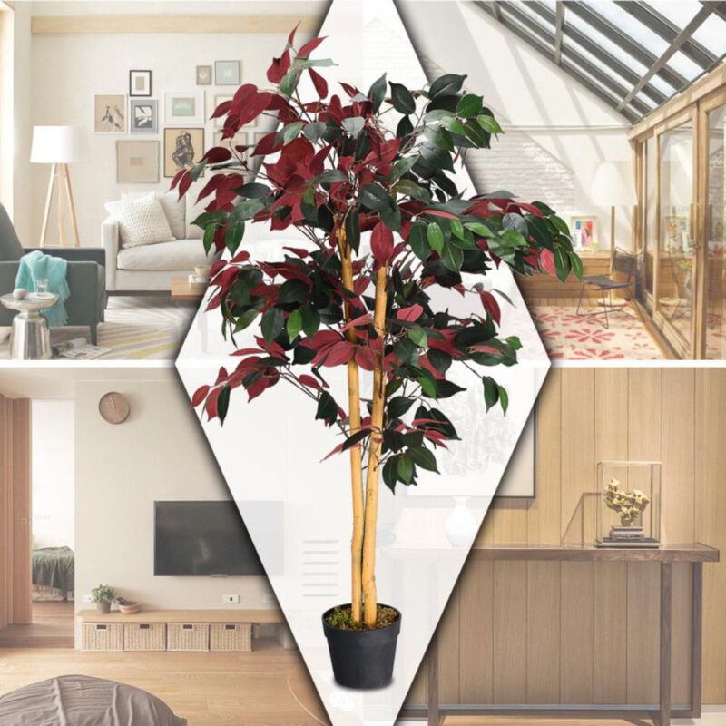 Hivvago 4 Feet Tall Artificial Ficus Tree with Nursery Pot