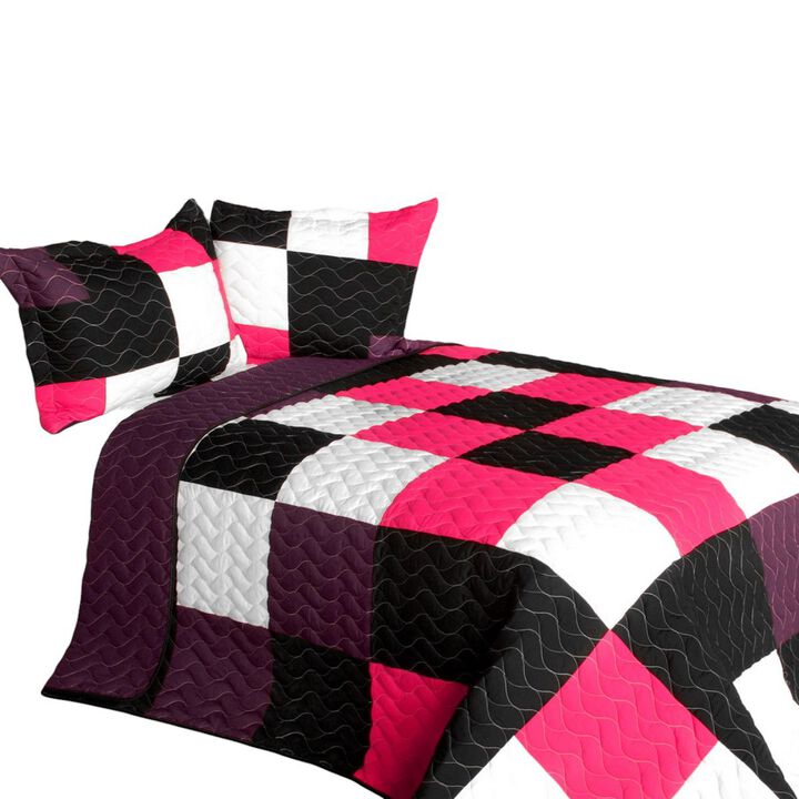 Vermicelli Quilted Patchwork Bedding Set Queen Size Afterglow Decorative Design
