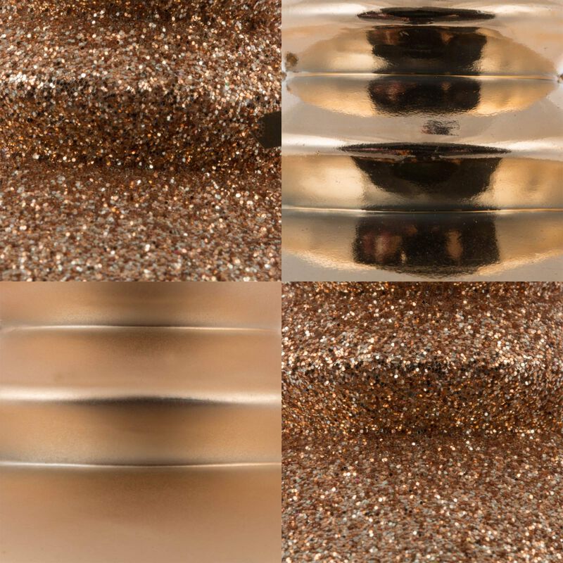 Vickerman 7" 4-Finish Finial Ornament, Shatterproof Plastic Christmas Tree Decoration, 8 Pack, Cafe Latte Shiny, Matte, Glitter and Sequin Finishes image number 3