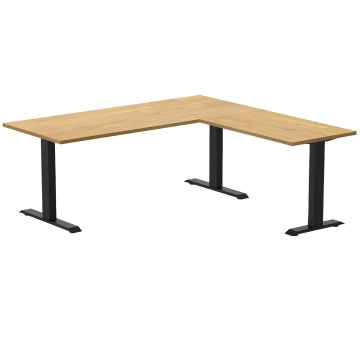 Desky Zero Rubberwood L-Shape Office Desk