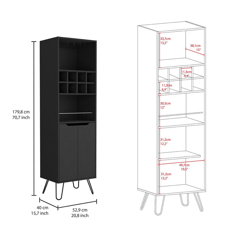 H Bar Cabinet Silhill, Living Room, Black