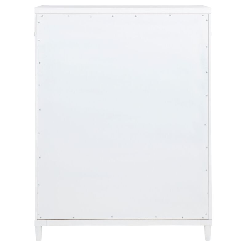 Ruvie Tall Chest 5 Drawers w Felt lined Jewellery Drawer, White Wood image number 4