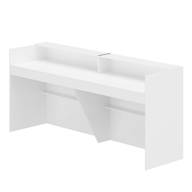86.6 in. W White Wood Computer Desk, Reception Desk White Writing Desk, Eco-Friendly Paint Finish