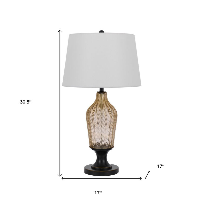 Hivvago 31" Bronze Glass Table Lamp With White Empire Shade
