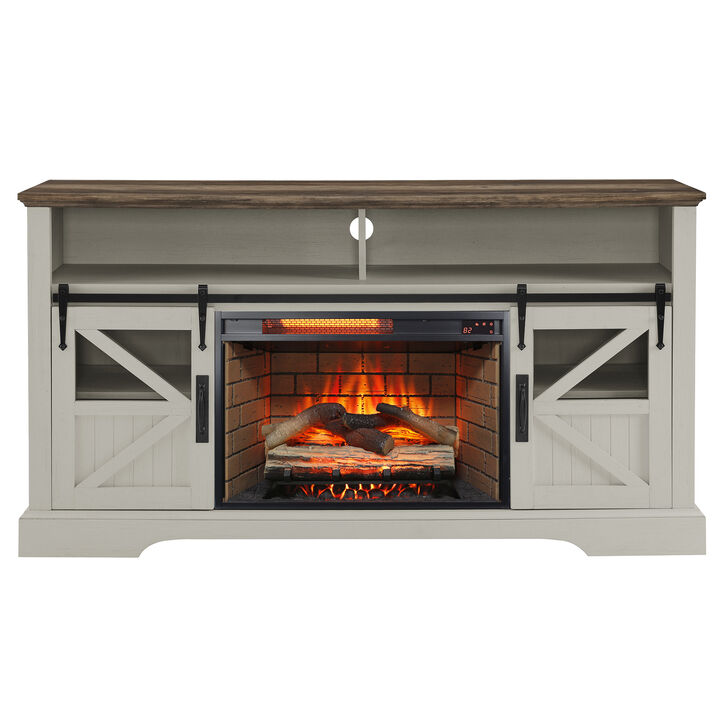 MONDAWE 60 Inch Electric Fireplace  Entertainment Center With Door Sensor