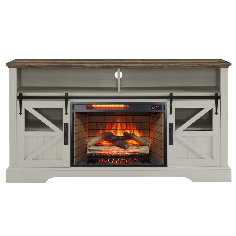 MONDAWE 60 Inch Electric Fireplace  Entertainment Center With Door Sensor