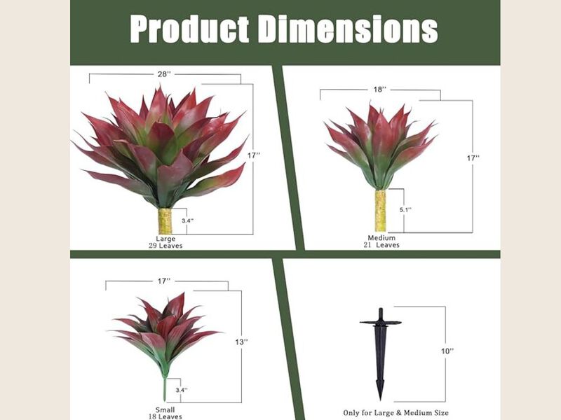 2 Piece Red Artificial Agave Plants UV Resistant Outdoor Garden Porch Decor image number 2