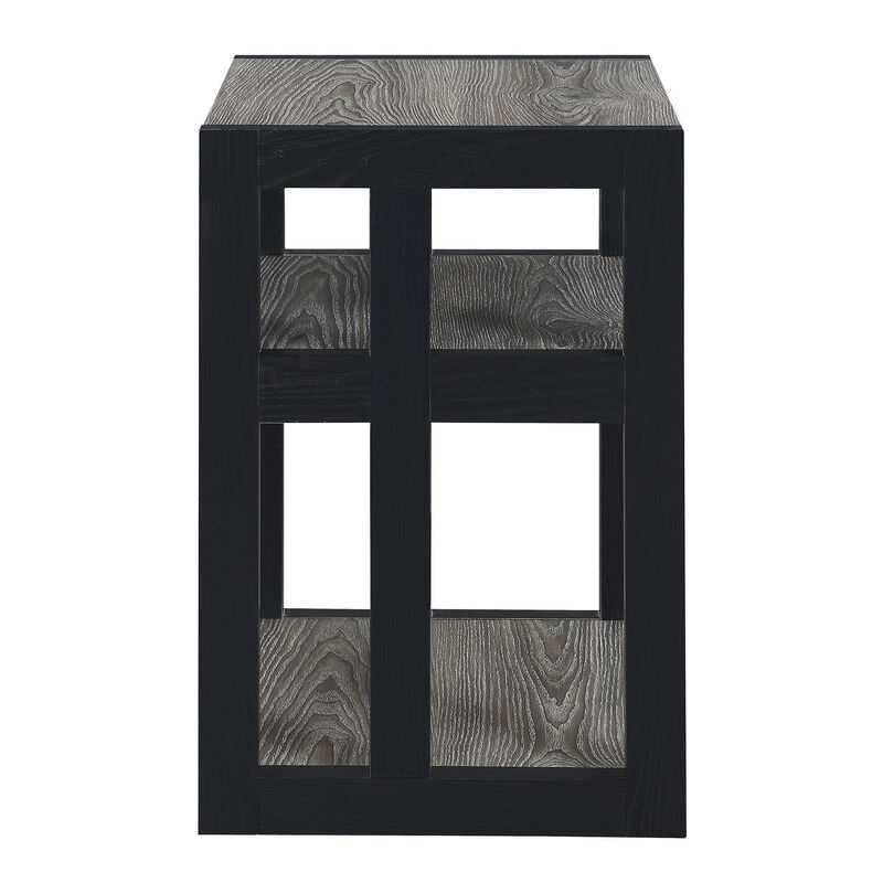 Convenience Concepts Monterey End Table with Shelves, Weathered Gray/Black