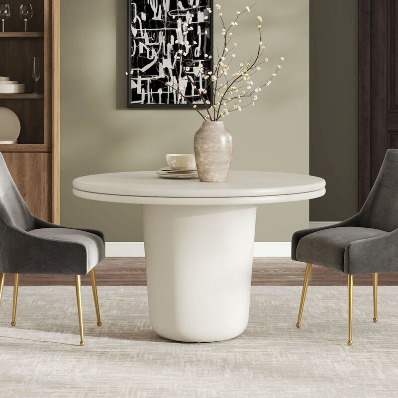 Modway Brion 48-Inch Concrete Round Dining Table in White image number 9