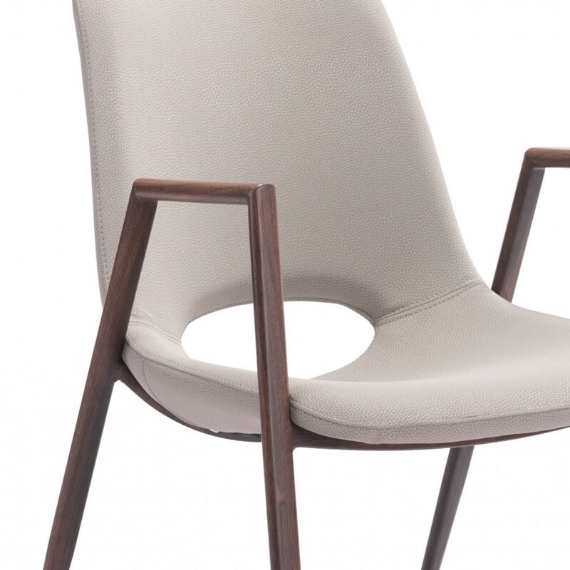 Set of Two Upholstered Faux Leather Dining Chairs with Armrests & Open Back image number 4