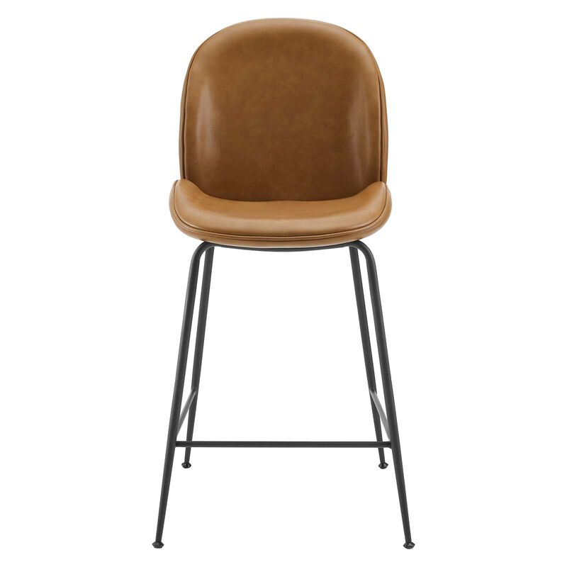 Scoop Black Powder Coated Steel Leg Vegan Leather Counter Stool image number 4