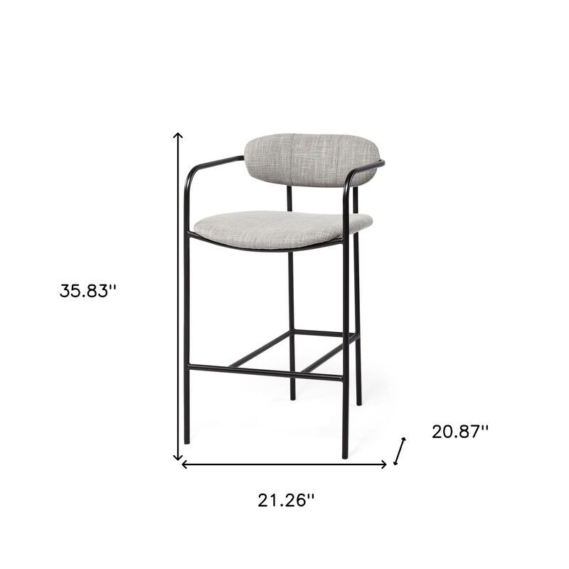 HomeRoots 27" Gray And Black Upholstered And Metal Counter Height Bar Chair image number 6
