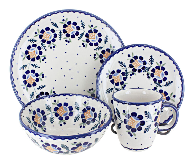 Blue Rose Polish Pottery Brienna 16 Piece Dinnerware Set