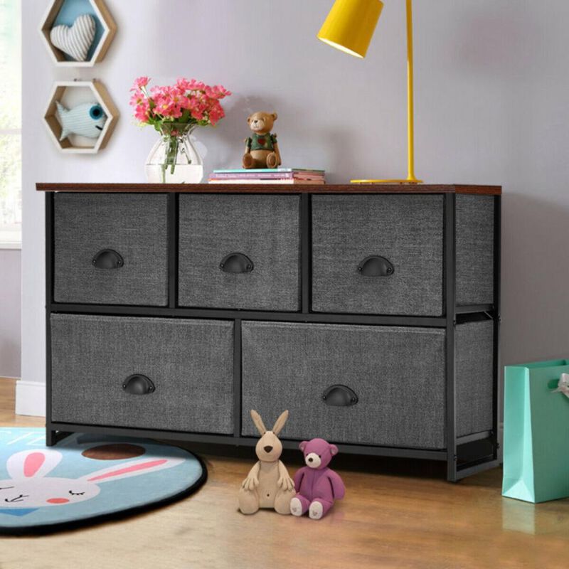 Hivvago Dresser Storage Tower with 5 Foldable Cloth Storage Cubes