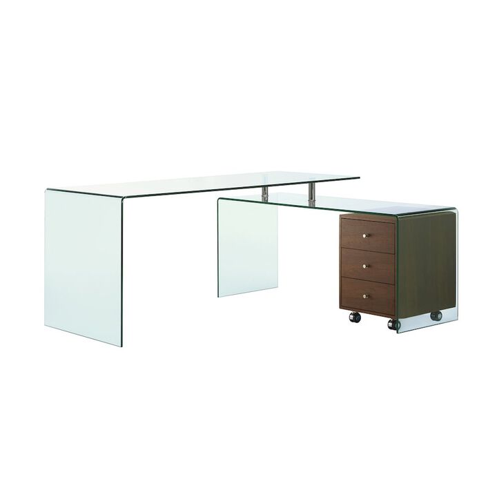 Casabianca Home Rio Office Desk In Clear Glass With Storage