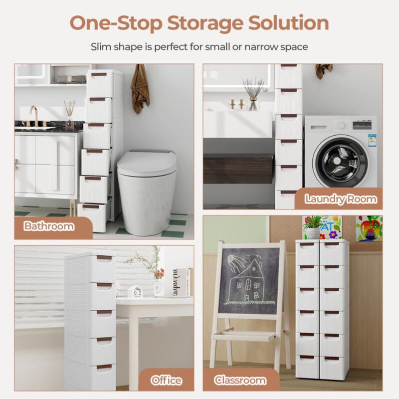 Hivvago Drawer Rolling Organizer Unit Narrow Storage Cabinet with Built-In Wheels for Small Space