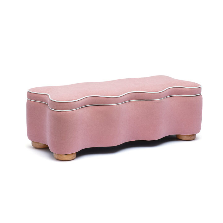 Thalia Pink Performance Velvet Storage Bench