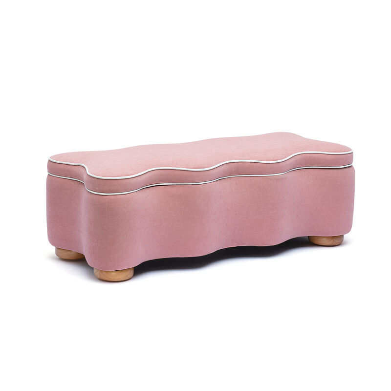Thalia Pink Performance Velvet Storage Bench image number 0