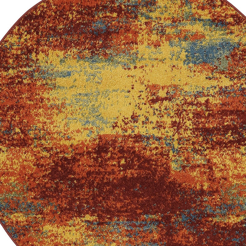 HomeRoots Round Abstract Indoor Outdoor Area Rug image number 2