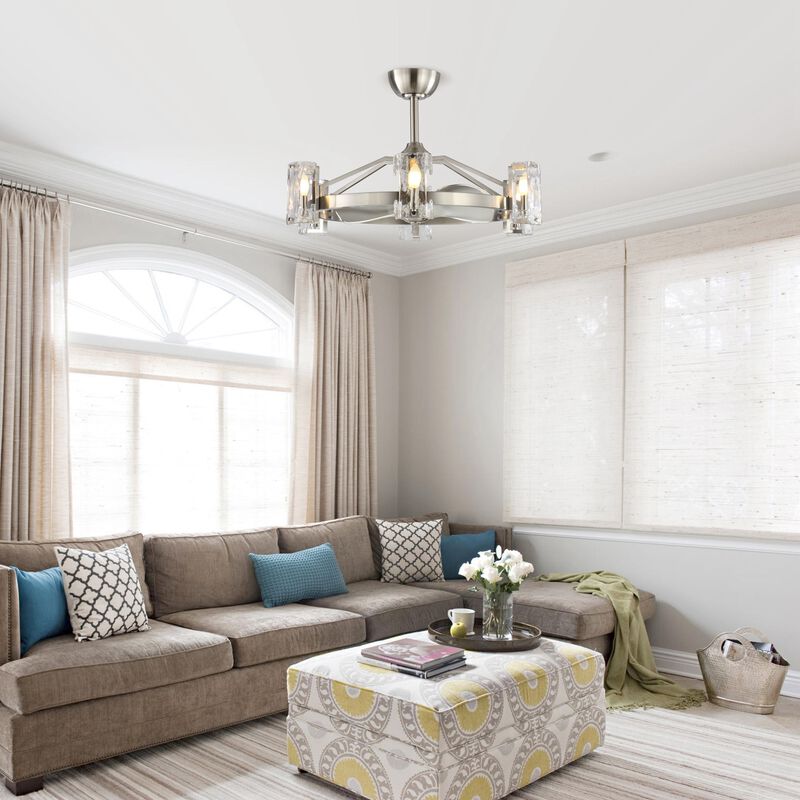 34" Modern Nickel 6-Light Ceiling Fan with Remote Control