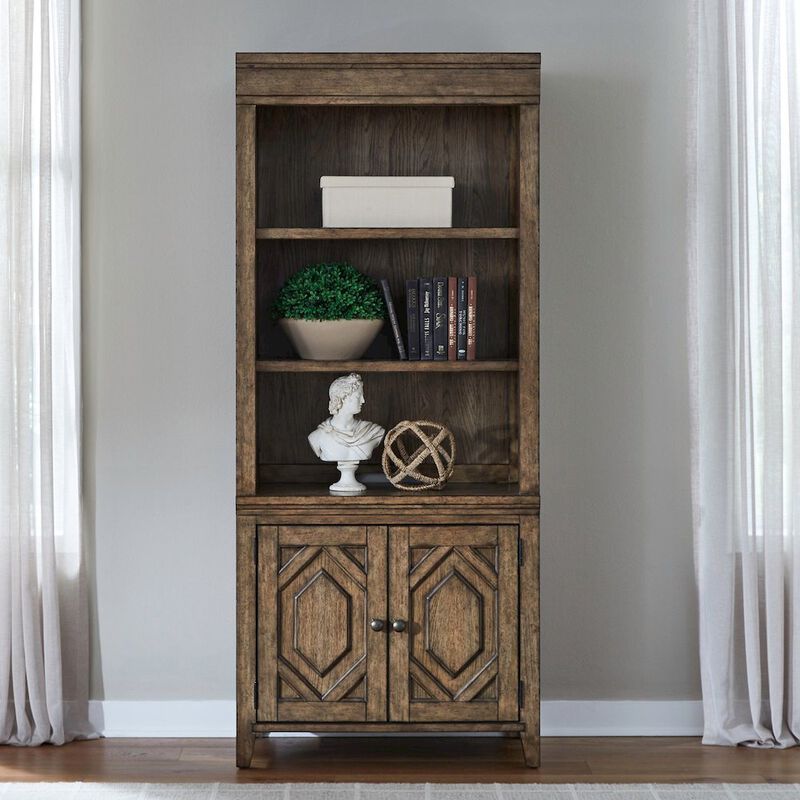 Liberty Furniture Carolina Park Bunching Bookcase for Living Room Office Storage  - Amber Brown image number 8