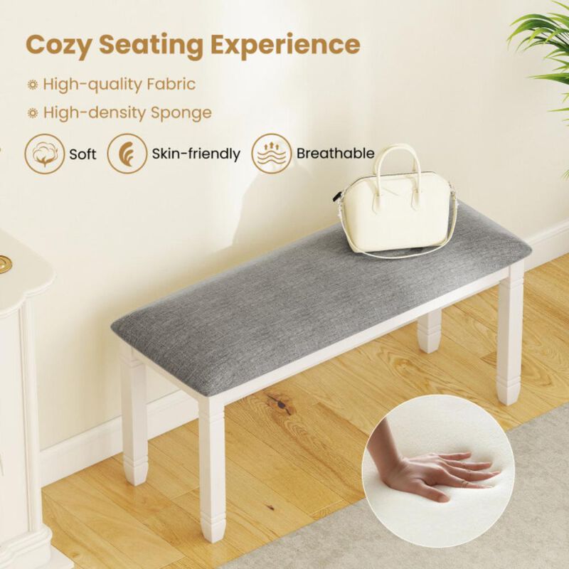 Hivvago Upholstered Bedroom Bench with Padded Seat and Solid Wood Legs