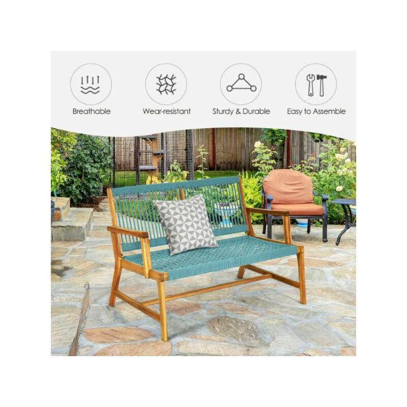 Hivvago 2-Person Acacia Wood Yard Bench for Balcony and Patio