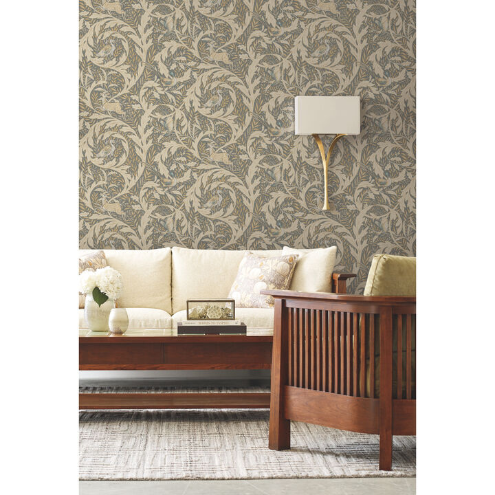 Woodland Tapestry Neutral Metallic Wallpaper