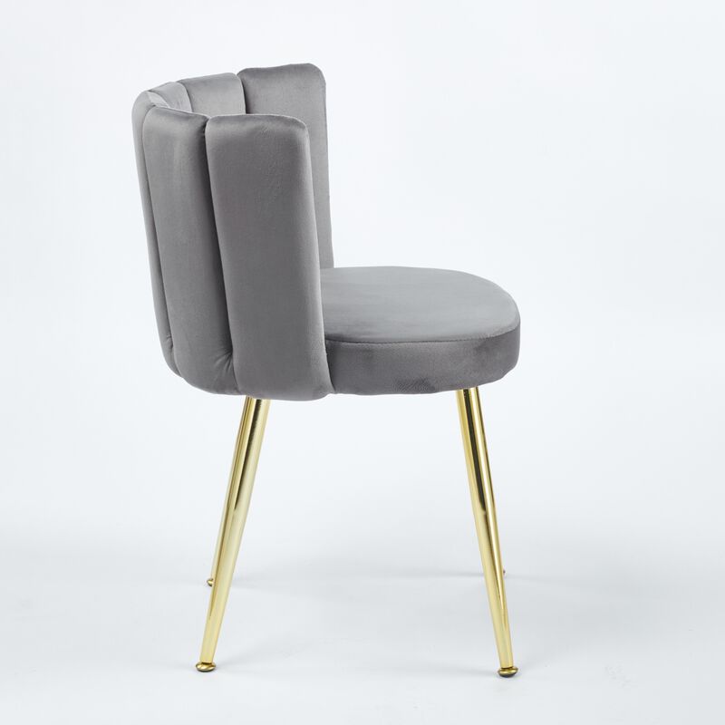 GOODSILO Modern Velvet Dining Chairs Set of Two with Comfortable Backrest and Golden Legs for Dining Living Rooms image number 3