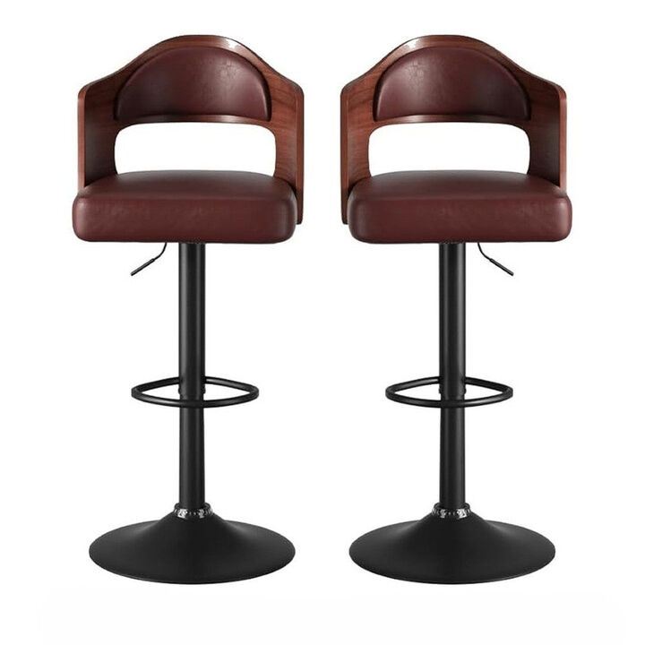 Modern Rustic Dual-Color Swivel Bar Stools Set of 2, Height Adjustable Counter Height Stools with Footrest, 360 Degree Commercial Kitchen Chairs for Home, Hotel