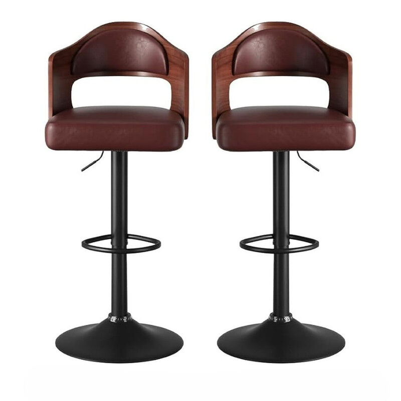 Modern Rustic Dual-Color Swivel Bar Stools Set of 2, Height Adjustable Counter Height Stools with Footrest, 360 Degree Commercial Kitchen Chairs for Home, Hotel image number 0