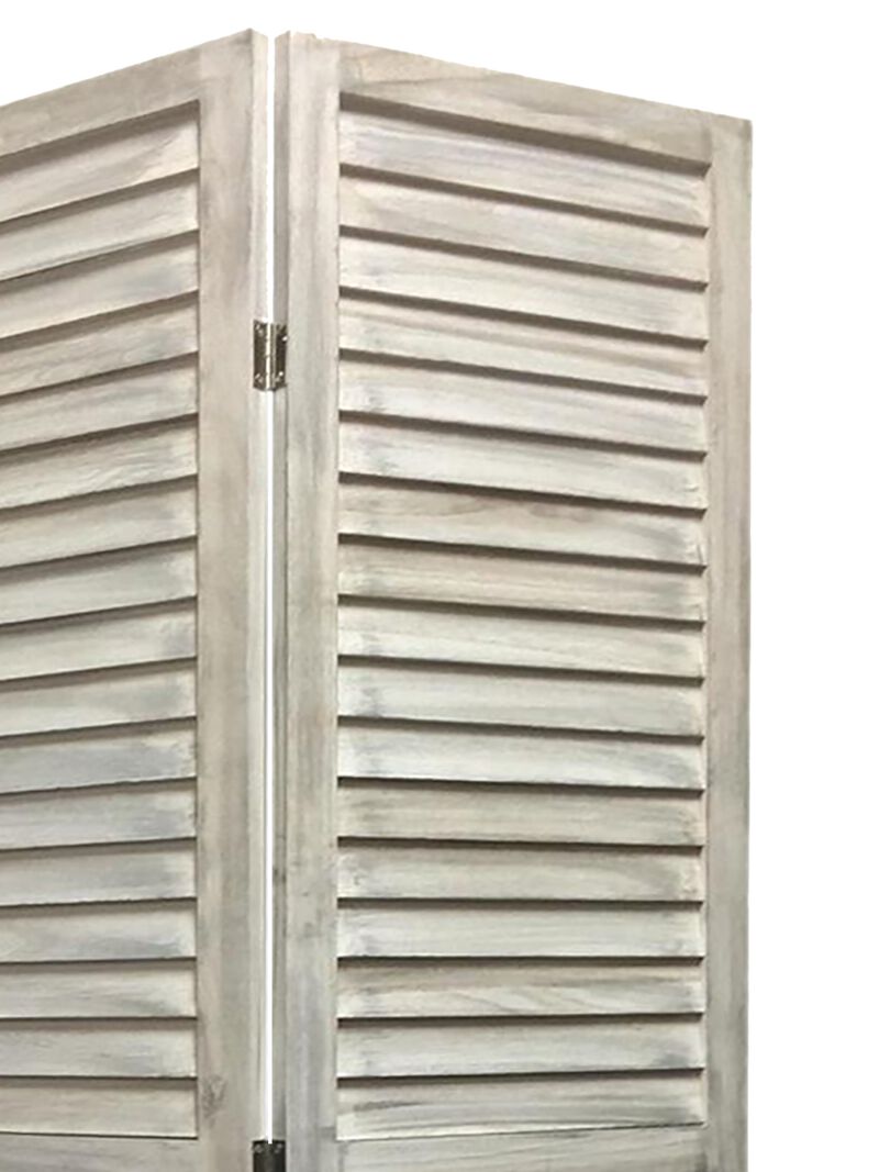 Decorative Washed Wood Shutter 3-Panel Divider &ndash; Folding Room Partition