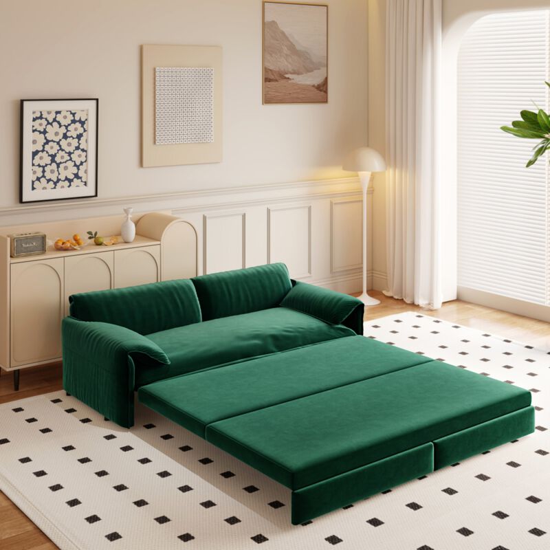 Lescet Velvet Pull‑Out Sleeper Sofa Bed image number 4